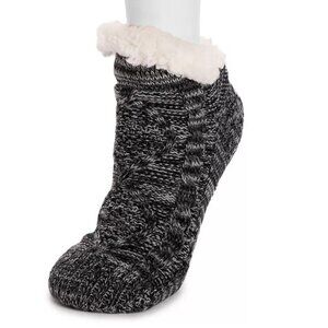SEALED ~ MUK LUKS Ebony Cable Short Slipper Socks - L/XL